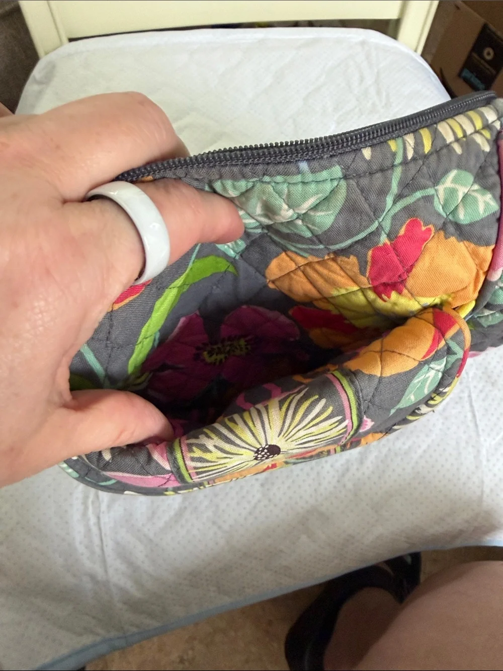 Vera Bradley Quilted Floral Shoulder Bag in Gray Multicolor